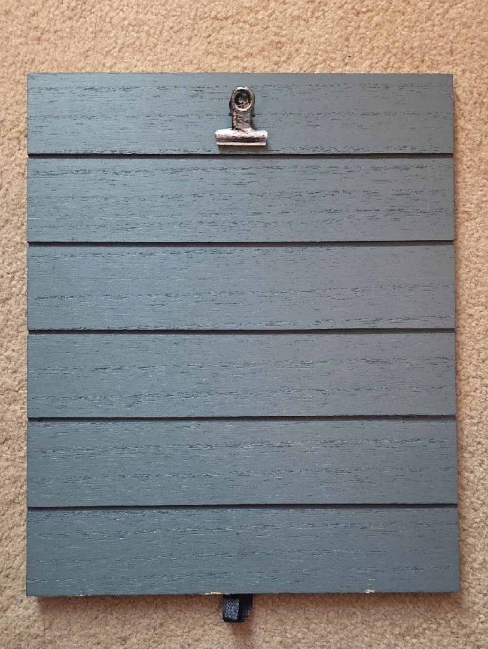 Wood Slat with Metal Clip Slate Gray Display Clipboard Sign